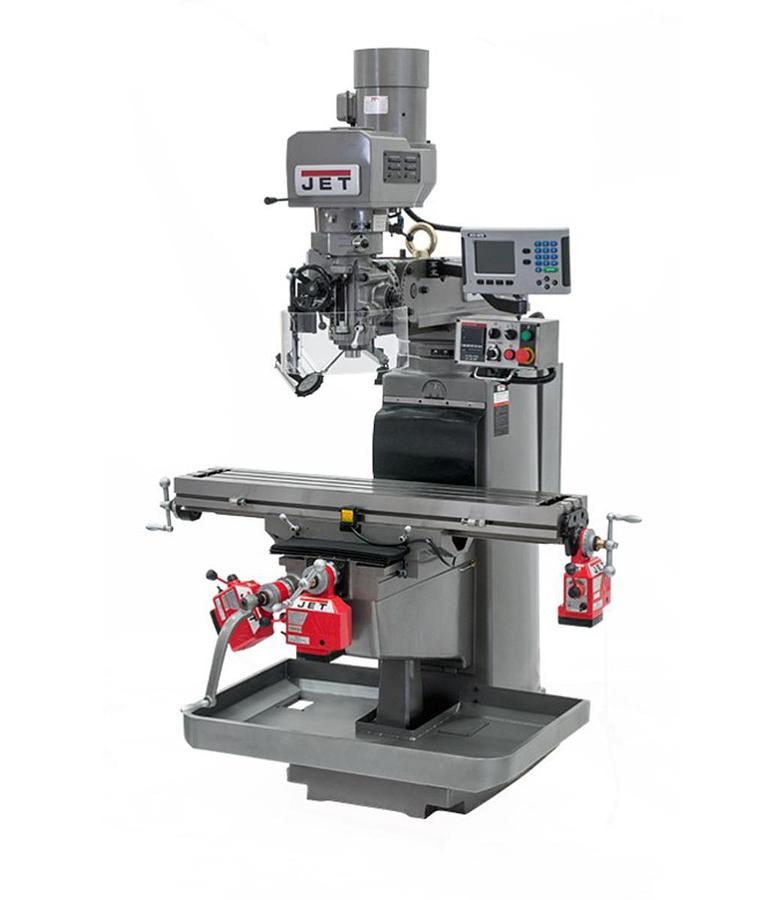 JTM-1050EVS2/230 Mill With 3-Axis Acu-Rite 303 DRO (Knee) With X, Y and Z-Axis Powerfeeds and Air Powered Draw Bar
