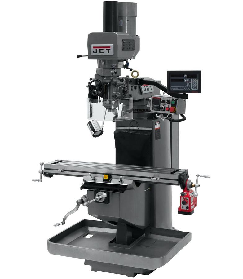 JTM-949EVS Mill With 3-Axis Newall DP700 DRO (Knee) With X-Axis Powerfeed and Air Powered Draw Bar