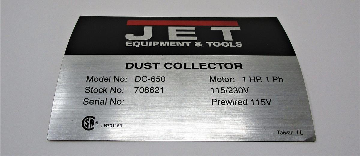 Mdl 650C Identification Label | DC650C-ID