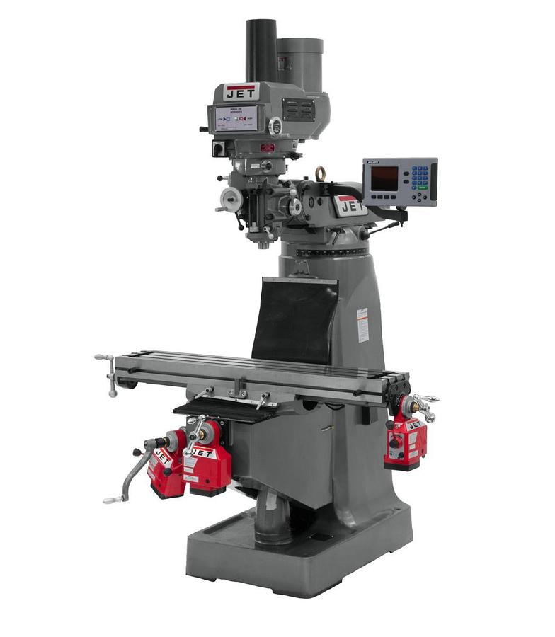 JTM-4VS Mill With 3-Axis ACU-RITE 203 DRO (Quill), X, Y and Z-Axis Powerfeeds With Power Drawbar