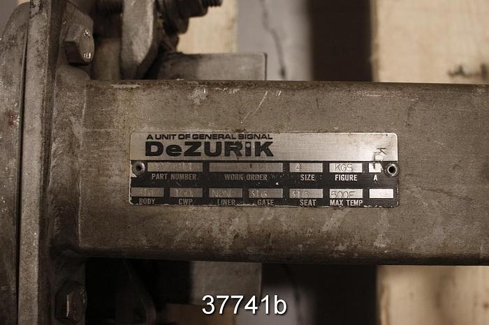 Used Dezurik 4" Hand Operated Knife Gate Valve, 9275914 #37741