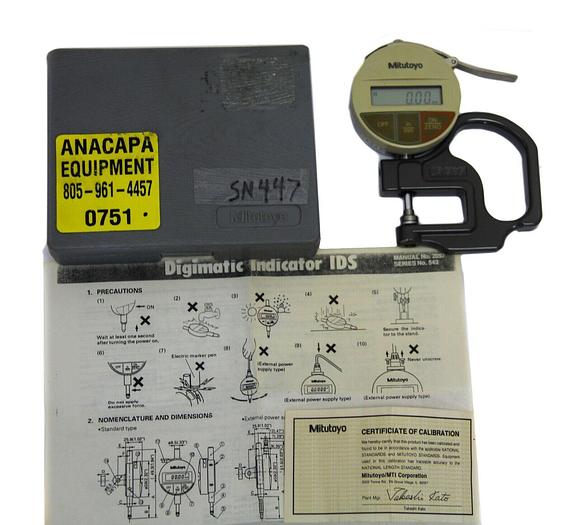 Used Mitutoyo Digimatic Thickness Gage IDS-1012EB 543-611B .0005-.5"/0.01-12.7mm (751