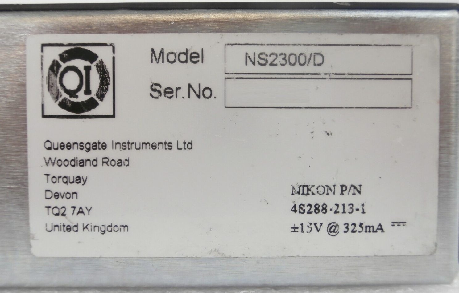 Used Queensgate NS2300/D Position Sensor Unit 4S288-213-1 Rev. 3 NSR Working Spare