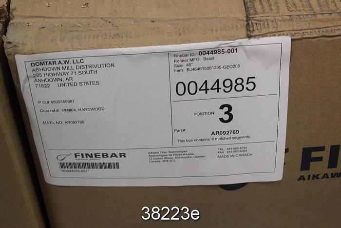 Unused Beloit DD4000 46" Refiner Plate Set, 4 Positions, 6 Segments Each #38223