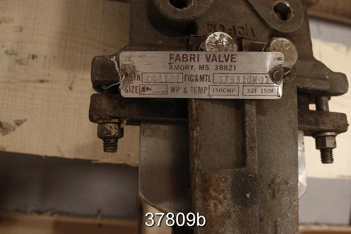 Used Fabri 4" Hand Operated Knife Gate Valve #37809