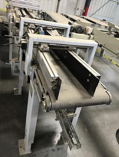 Used 20 INCH x 7 FT BELT CONVEYOR WITH ADJUSTABLE GUIDE SYSTEM WITH 1-HOLD DOWN ROLLER