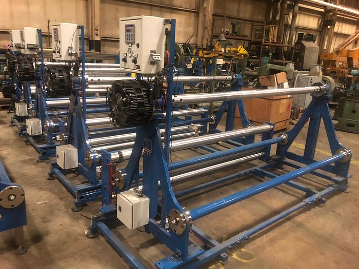 Used 80" DOUBLE E SHAFTED UNWIND STANDS W/ TENSION CONTROLS MFG. 2013