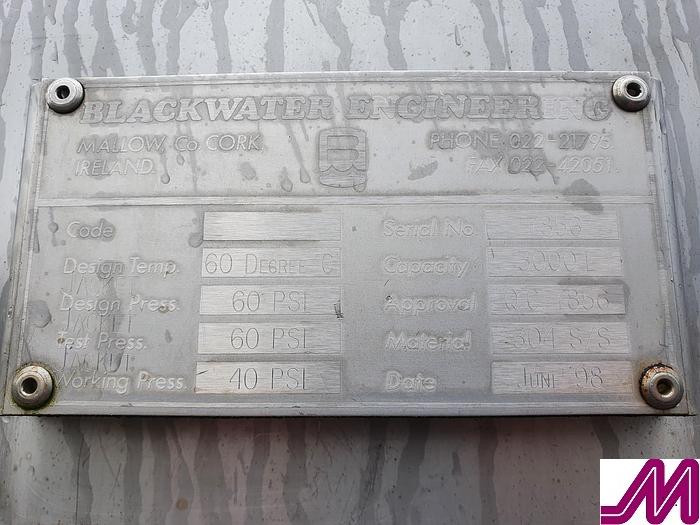 Used 3,000 Litre Stainless Steel Jacketed Tank