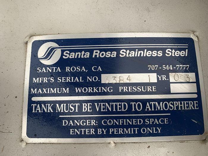 Used Tank, 7,500 Gallon, S/st, 10'2" x 14', On Stand, #S744296