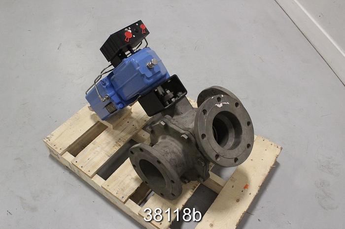 Unused Neles Jamesbury 6" Air Operated 3-Way Ball Valve #38118