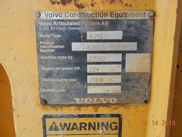 Used 2004 VOLVO A25D