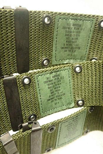 Used Lot of 10 U.S. Military LC-2 Green Pistol Belts, Size Medium, Waist Under 30"
