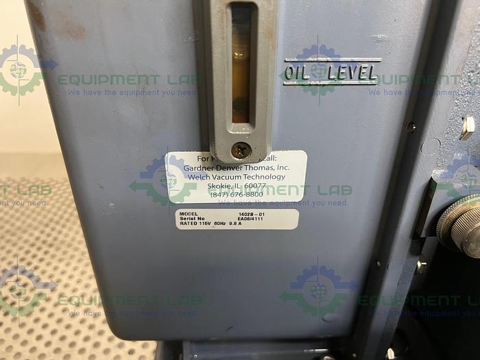 Used Welch  1402 DuoSeal Belt-Driven Rotary Vane Vacuum Pump 115/230V