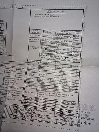 Used Beloit Winder 116"x30" Drums #32457