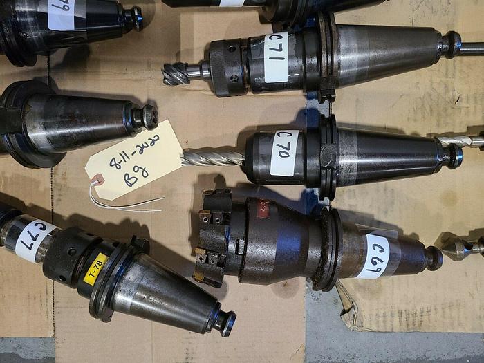 Used Assorted CNC Tool Holders with Cutters & Drills For Milling Machines VMC Tools G