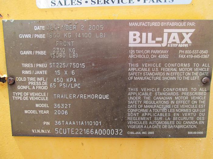 Used 2006 BIL-JAX Model 3632T Electric Towable Manlift