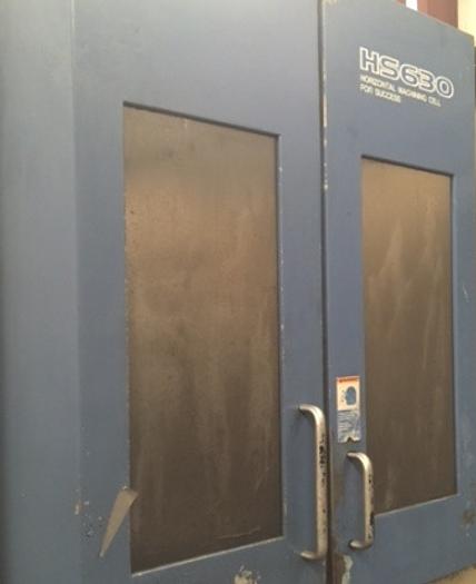 Used 32"X, 31"Y, 31"Z Hitachi Seiki HMC, 24.8" Twin Pallet, Cat 40, Fanuc CNC, 2000