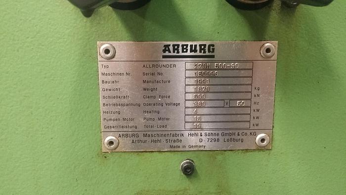 Used 1991 ARBURG A 270-500-90 M