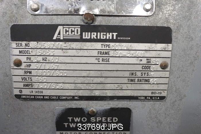 Used Acco 55053 Crane Adapter Kit Motor #33769