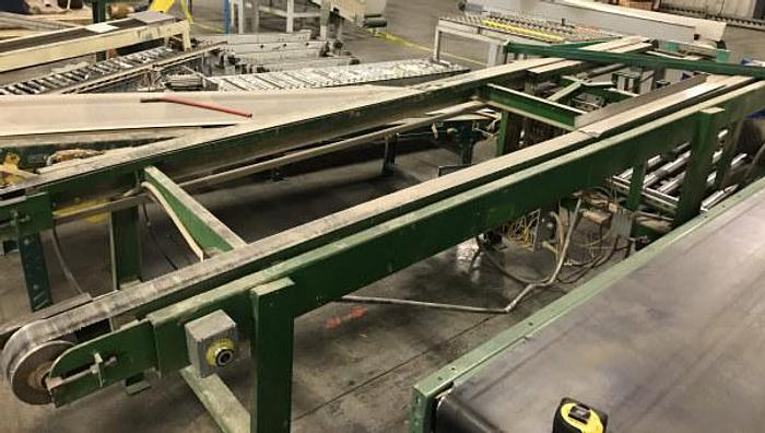 Used 53 INCH x 14 FT LONG DOUBLE BELT INCLINE CONVEYOR