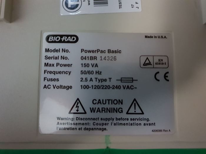 Used Bio-Rad PowerPac Basic Electrophoresis Power Supply