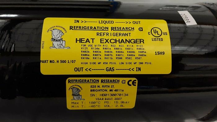 Refrigeration Research Refrigerant Heat Exchanger H 500 New in Box