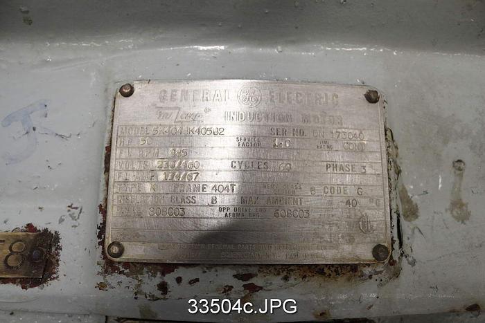 Used General Electric 5K404BK405B2 50 Hp, 885 Rpm, 460 Volts AC Motor #33504