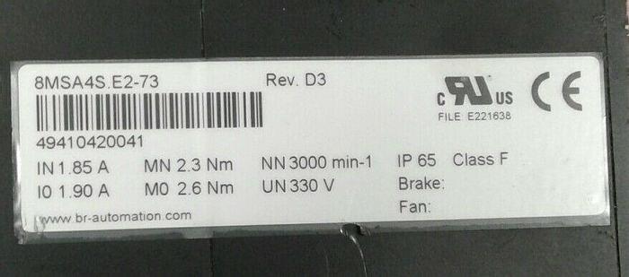 Used B&R AUTOMATION 8MSA4S.E2-73 SERVO MOTOR REV C0 330V-AC D571878 UPS RED