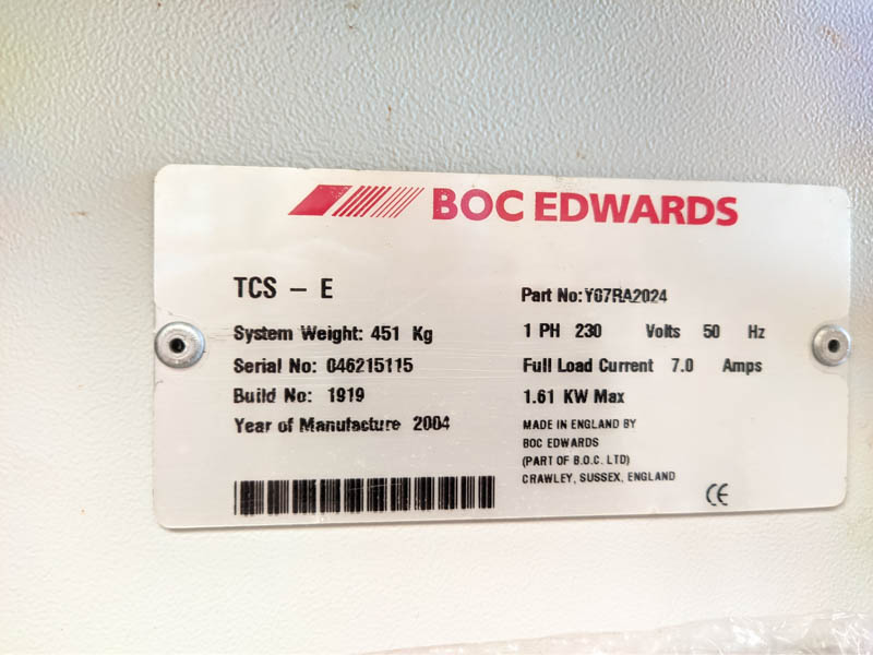 Refurbished 2004 Edwards TCS-E and WRU-E