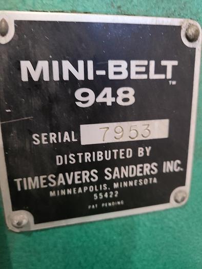 Used Timesaver Mini Belt Grinders 948 Precision Automated Sanding Metal Plastic Wood