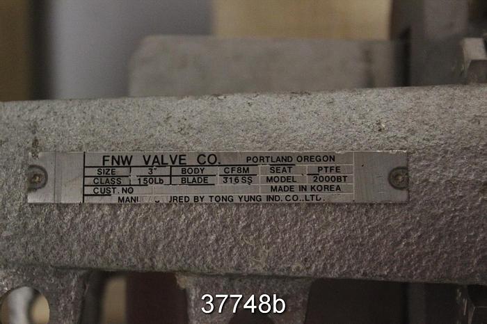 Used FNW 3" Hand Operated Knife Gate Valve, 2000BT #37748