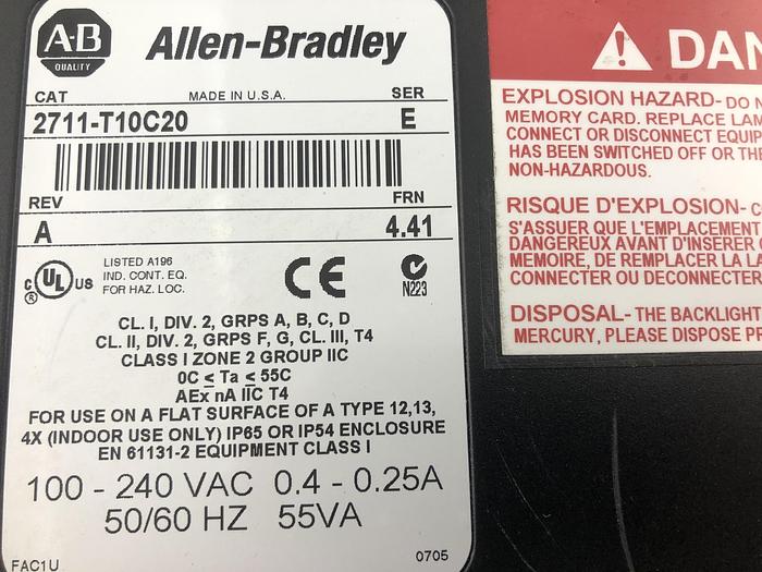 Used ALLEN BRADLEY PANELVIEW 1000 SERIES E
