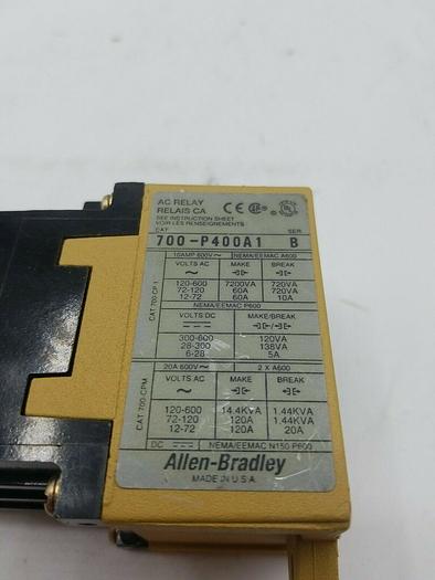 Used Allen Bradley 700-P400A1 Ser B AC Relay