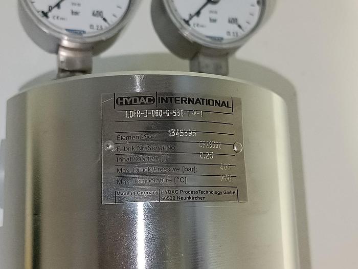 Edelstahl Druckfilter, EDFR-D-060-G-530-1-V-1, 400bar, Hydac, neu