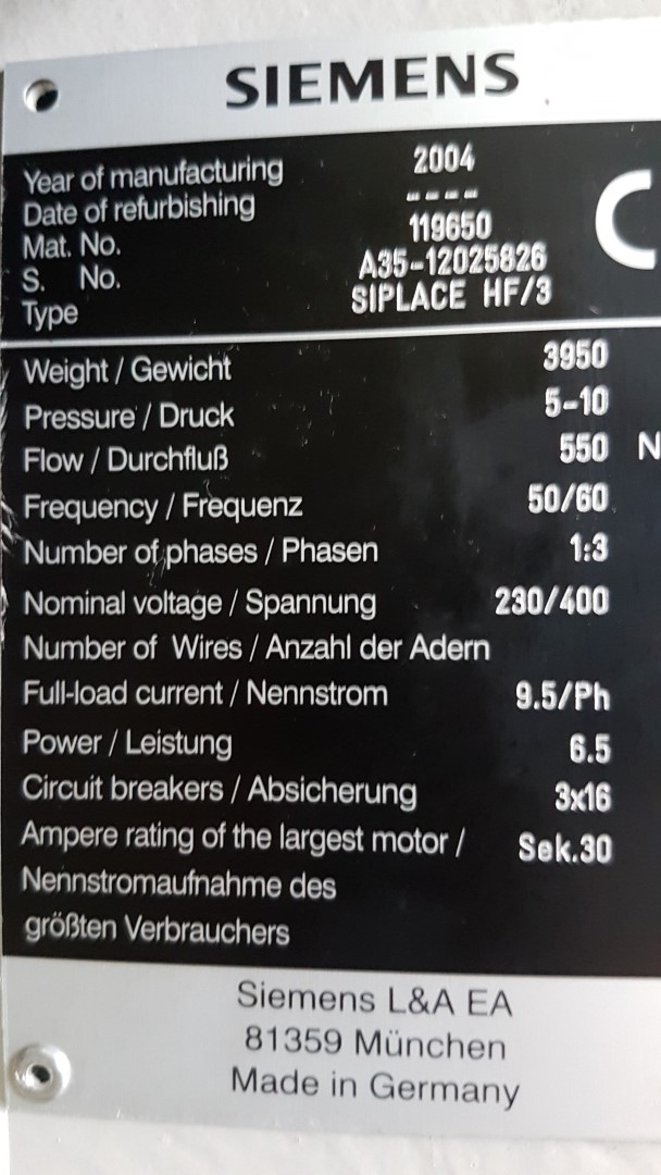 Used Siplace HF3 Pick & Place