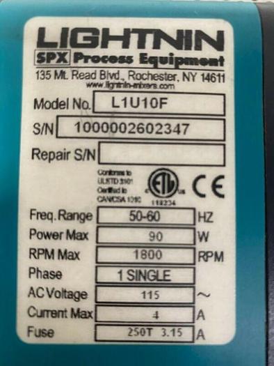 Used Lightnin L1U10F Labmaster Overhead Mixer 115V
