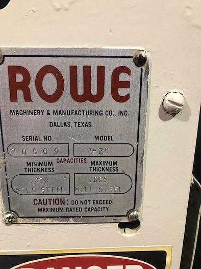 Used 20" x .065", ROWE, No. A20 MOTORIZED STRAIGHTENER