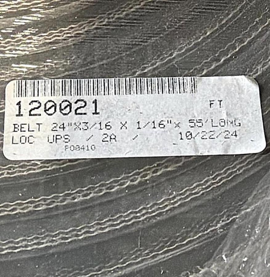 Used 24" Conveyor Belt, 55' Long, Serial No. 120021 NEW