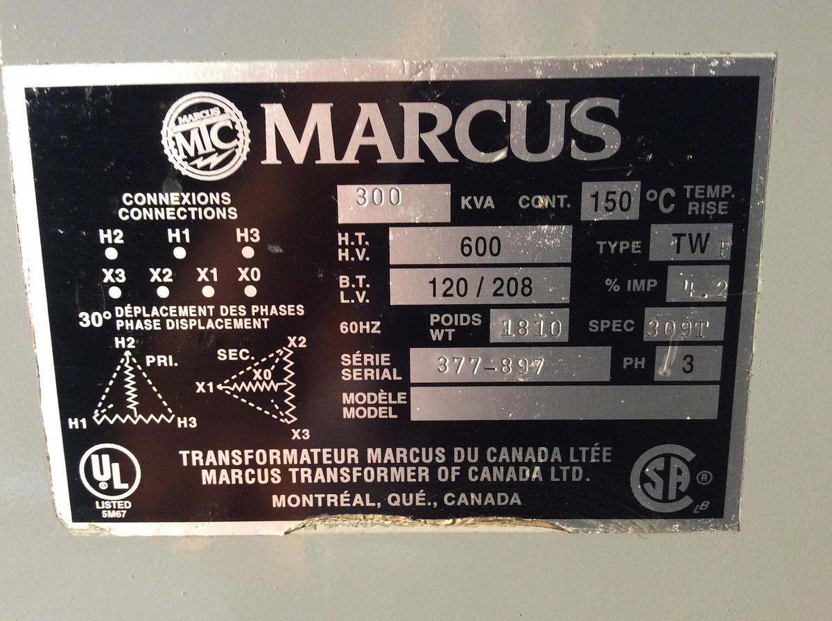 Used Transformer 300 kVA 600 V 120/208 V