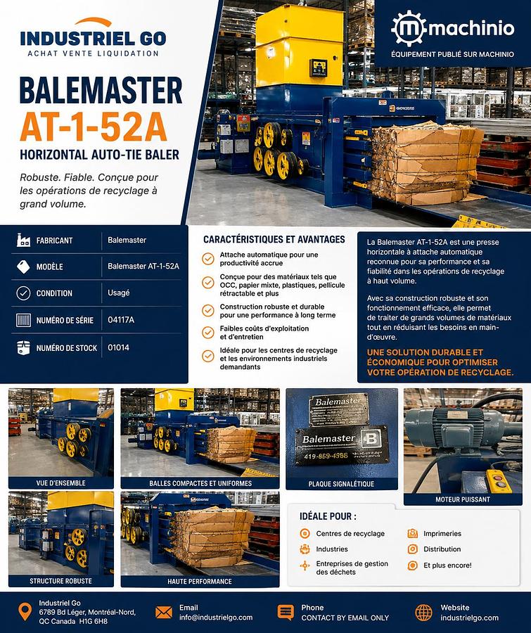 D'occasion Balemaster AT-1-52A Horizontal Auto-Tie Baler
