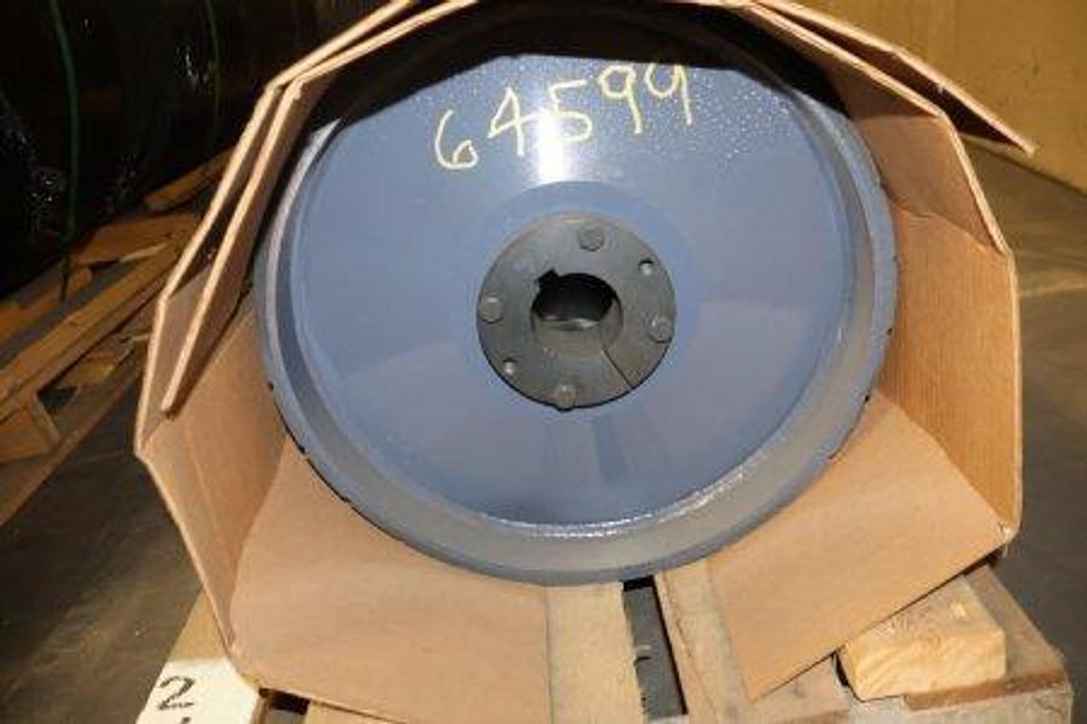 Used PCI heavy-duty conveyor pulley. Features a 16" diameter and 38" face