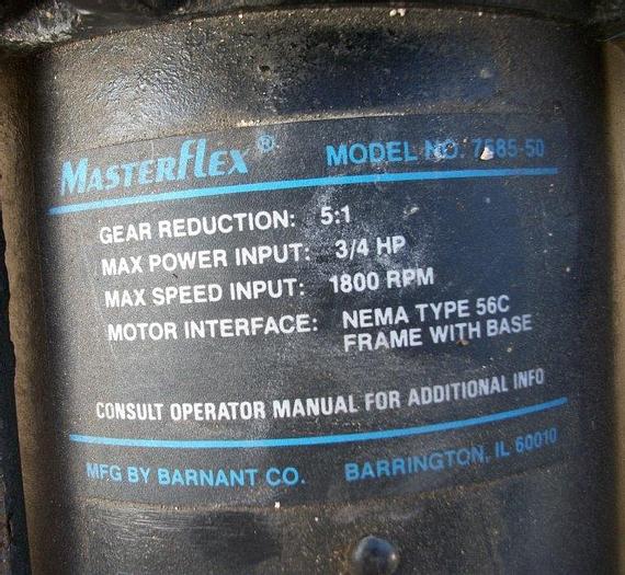 Used Pump, Peristaltic, Masterflex, 1 Hp, S/st, Portable, #S741363