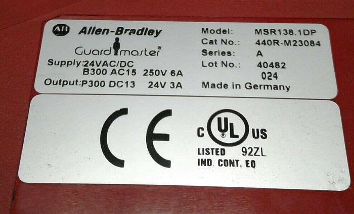 Used Allen Bradley MSR-138.1DP Safety Relay Cat# 440R-M23084 Series A