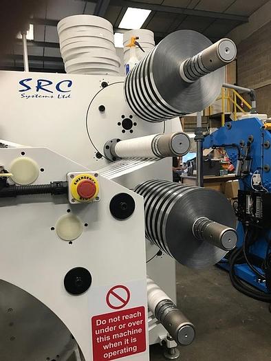 Used 19.5" (495MM) NEW SRC SYSTEMS MODEL 750 TURRET NARROW WEB SLITTER REWINDER