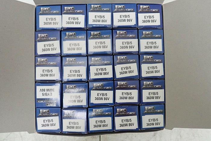 Used Case of 25 EiKO EYB-5 86V 360W T3-1/2 G5.3 Base Overhead Projector Lamps Bulbs