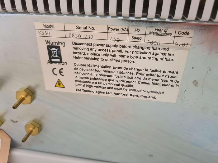 Used Emitech K850 Critical Point Dryer