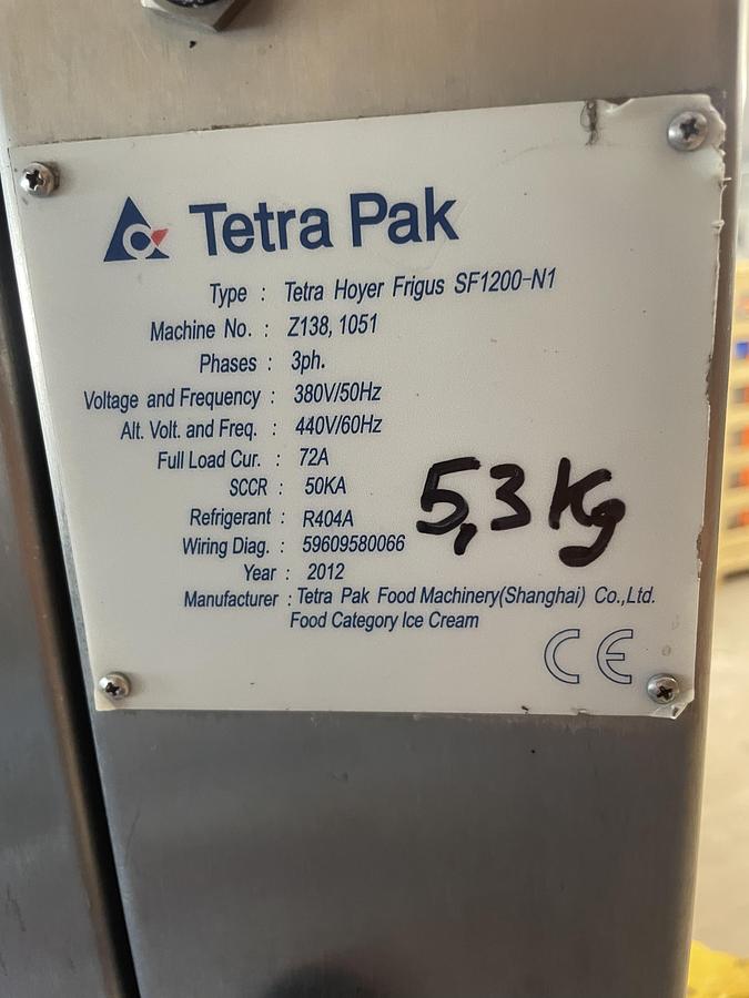 Used 2012 Tetra Pak SF1200 Continous Freezer 