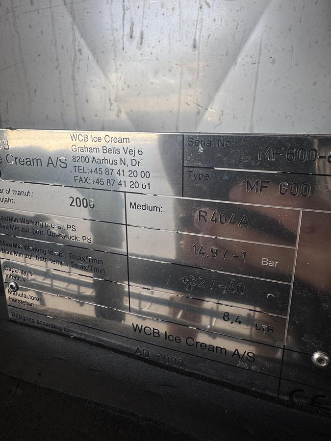 Used WCB MF600 Continuous Freezer 