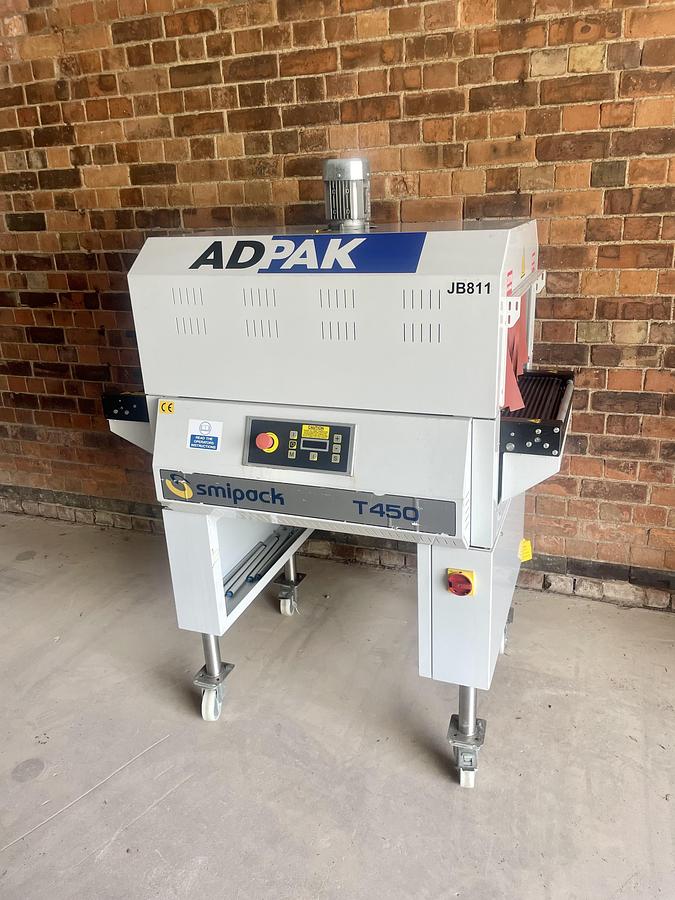 Used ADPACK T450 Heat Shrink Tunnel + Adpack BVM Conveyor