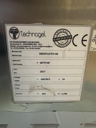 Used Technogel Mixpasto 60 Ice Cream Batch Pasteuriser 